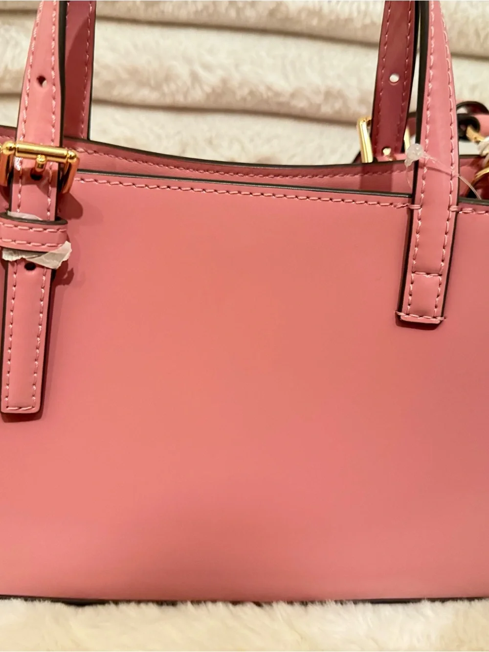 Tory Burch Rose Pink Leather Mini Satchel with Gold Hardware